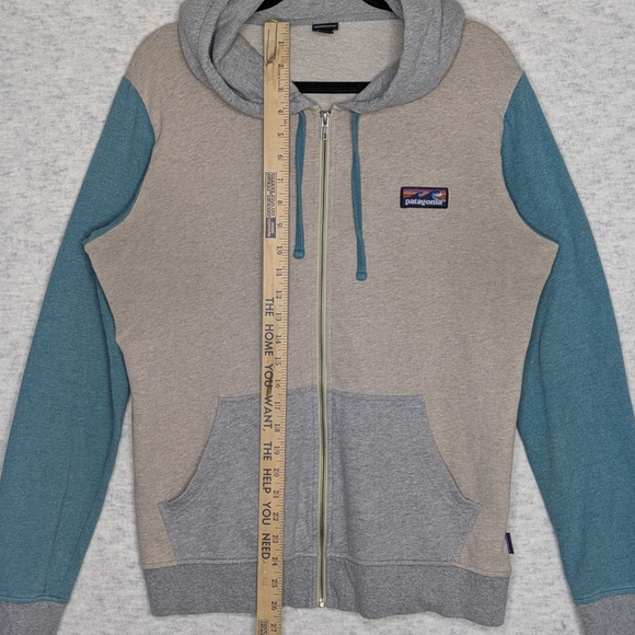 Board Short Label Lightweight Full-Zip Hoody Teal Gray Cream Sz L Organic Cotton - Picture 7 of 8